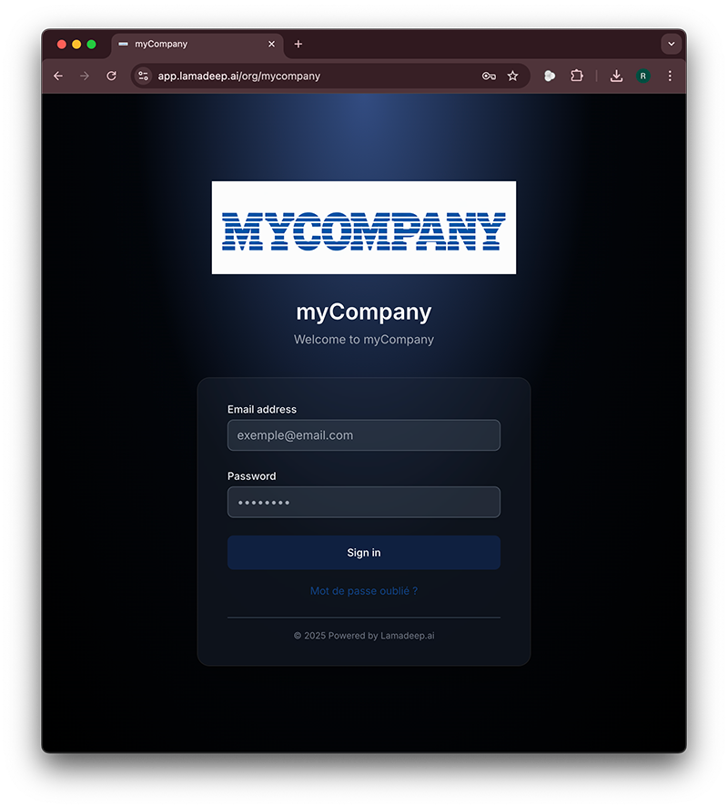 Espace de connexion personnalisé — Votre assistant IA, votre marque